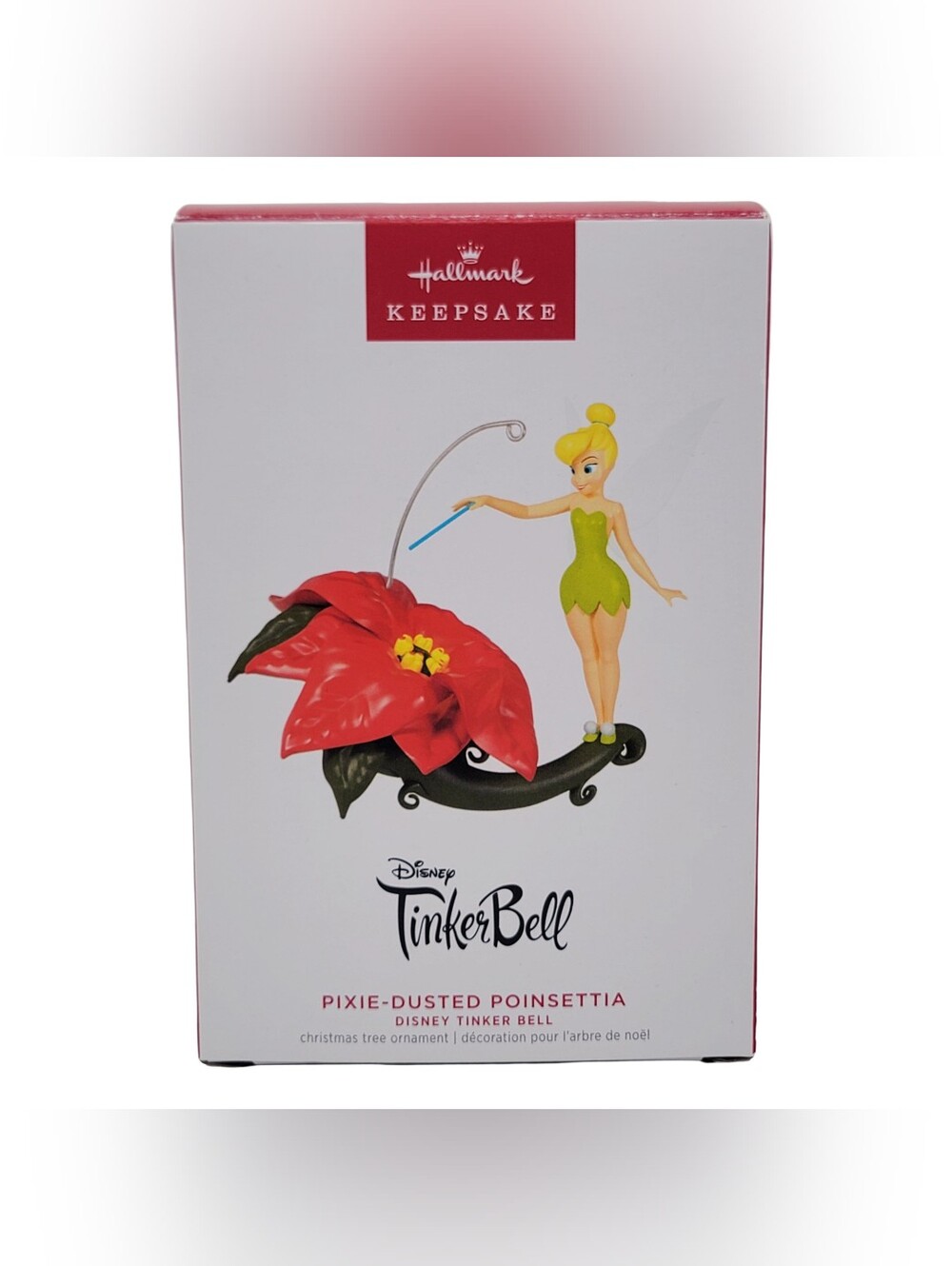 Hallmark Disney Peter Pan Tinkerbell Pixie Dusted Poinsettia Christmas Ornament